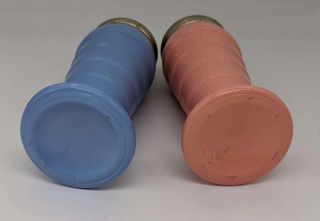 Vintage Hazel Atlas Moderntone Pastel PinK & Blue Salt & Pepper Shakers 2