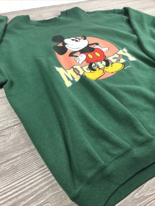 Vintage 90s Mickey Mouse Crewneck Sweater Size XL Walt Disney 80s Cartoon green 2