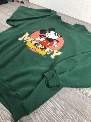 Vintage 90s Mickey Mouse Crewneck Sweater Size XL Walt Disney 80s Cartoon green 3