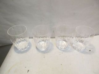 4 Vintage Crystal Flat Bottom 4 " Highball Cocktail Glasses In Good Shape - Nr