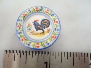 Artisan Janice Crawley 1:12 Pottery Glazed Rooster Platter A - 142