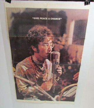 The Beatles & John Lennon Give Peace A Chance Double Sided Wall Poster Vintage