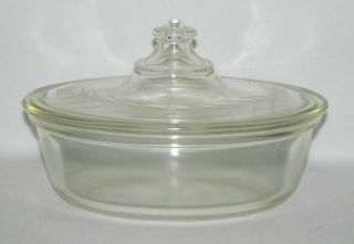 Pyrex Ovenware Vintage Etched Crystal Oval Casserole With Lid In Metal Holder