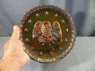 Fenton Amethyst Carnival Glass 1776 Heritage Plate - Eagle & Stars Design