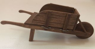 Artisan Dollhouse Miniature Wood Wheelbarrow By Sir Thomas Thumb Signed