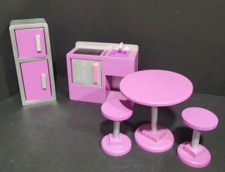 Kidkraft Doll House Wooden Kitchen Refrigerator,  Stove,  Sink,  Table And Chairs