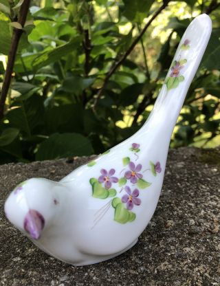Vintage Fenton Happiness Bird Hand Painted Violets In The Snow Signed