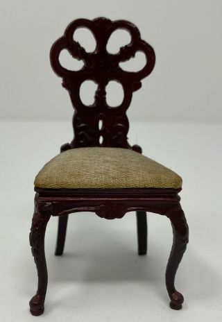 Vintage Dollhouse Miniature Bespaq Wood Upholstered Side Chair