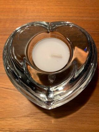 Nordic Light Armour Votive Crystal Candle Holder Heart By Orrefors,  Sweden