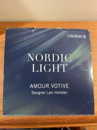 NORDIC LIGHT Armour Votive Crystal Candle Holder Heart by Orrefors,  Sweden 3