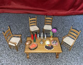 1:12 Scale Dolls House Furniture Dining Room Table Chairs Accessories Check Othe