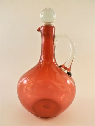 Antique Victorian Cranberry Liqueur / Sherry Decanter / Jug Ref 113/6