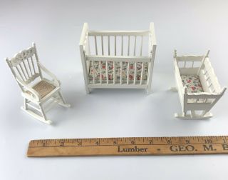 Melissa & Doug White Baby Crib Rocking Chair Dollhouse Nursery Furniture 1:12