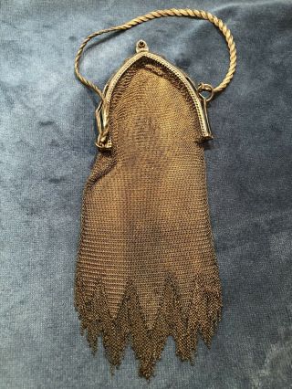 Antique 1920s Whiting And Davis Soldered Mesh Coin Purse Handbag.  Flapper Style