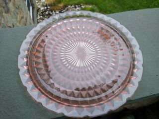 Vintage Pink Depression Glass Windsor Diamond Large Serving/ Cake Plate 13.  5 in 3
