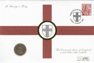 (70553k) Gb England 50 Silver Shilling Coin Mercury Pnc Fdc 1st Definitive 2001