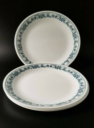 Corelle Old Town Blue Set Of 4 Dinner Plates 10 - 1/4 " Made In Usa