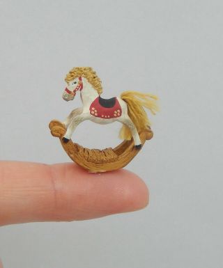Vintage Teeny Tiny Rocking Horse Nursery Toy Artisan Dollhouse Miniature 1:12