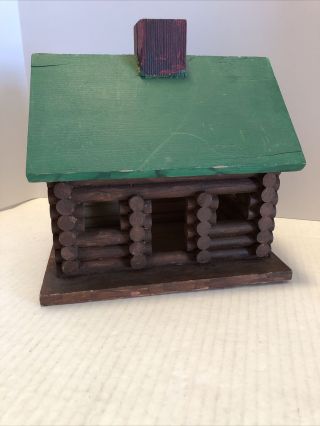 Vintage Hand Crafted Log Cabin / Doll House Frontier Cabin.  O