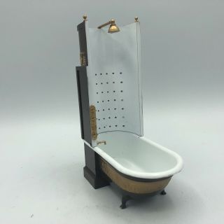 Vintage Handcraft Designs Metal Bathroom Bathtub Shower Dollhouse Miniature