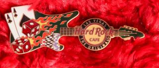 Hard Rock Cafe Pin Las Vegas Flame Dice Poker Guitar Playing Card Hat Lapel Logo