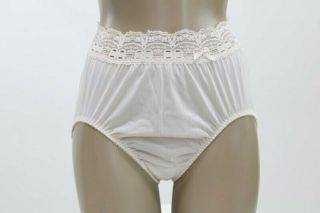 Vintage Olga Nylon Panties Wide Soft Lace Bow High Waist Size 8 Xl 23913