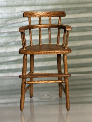 Vintage Dollhouse Miniature Artisan Child’s Wooden High Chair