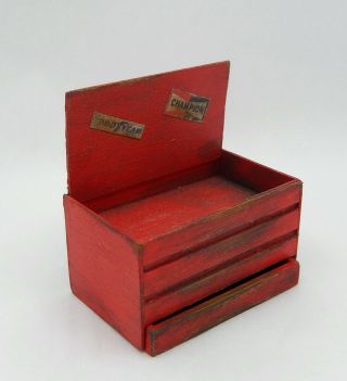 Vintage Red Wooden Tool Box Artisan Dollhouse Miniature 1:12