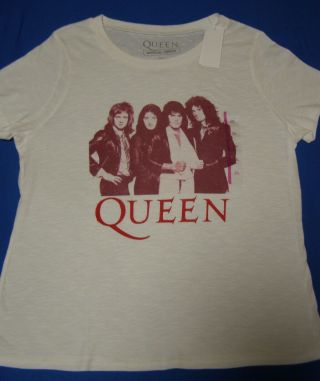 Queen Rock Band Concert Tour T - Shirt White Ladies 2xl
