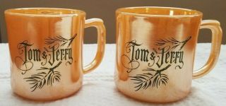 Fire King Tom & Jerry Lustre Ware Peach Cups - Set Of 2 - Vintage - Euc