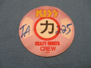 Kiss Crazy Nights 1987 - 1988 World Tour Silk Crew Identification Badge