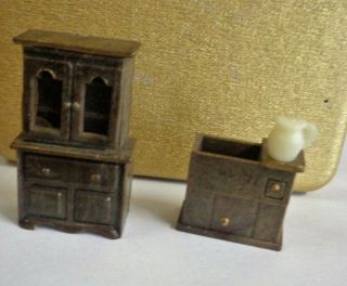 Tiny Vintage Dollhouse Furniture China Closet And Dry Sink 1950 