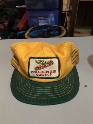 Vintage Dekalb Pfizer Genetics Swingster Mesh Trucker Snapback Hat Cap Patch Usa