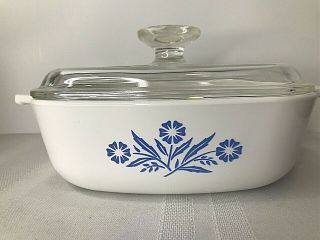 Vintage Corning Ware Casserole Baking Dish W/ Lid Blue Cornflower 1 Qt P - 1 - B Euc