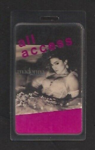 Madonna Like A Virgin Tour 1985 - 86 Laminated All Access Backstage Pass.  $12.  95