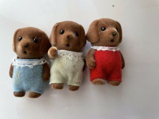 Calico Critters Sylvanian Families Chocolate Labrador Triplets Baby Puppies