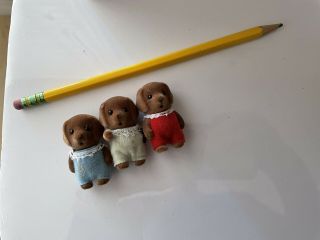 Calico Critters Sylvanian Families Chocolate Labrador Triplets Baby Puppies 3