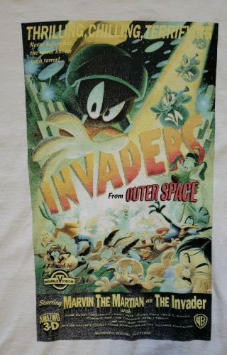 VTG 90S LOONEY TUNES MARVIN THE MARTIAN T - SHIRT XL INVADERS FROM OUTER SPACE 3
