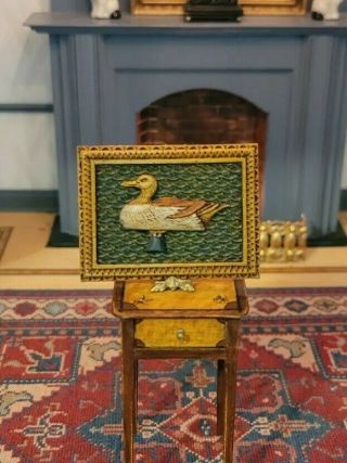Dollhouse Miniature Signed Geoffrey Bishop Hand Carved Duck Decoy Wall Art