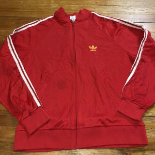 Adidas Track Jacket Trefoil 70s Vintage Ventex Made In France Red Yellow Russia
