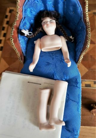 Dollhouse Miniature Porcelain Brunette Girl Doll Kit W Instructions 1:12