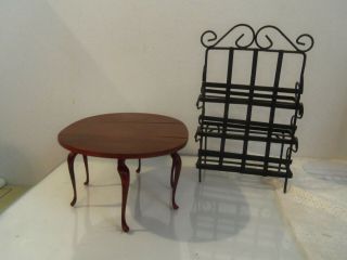 Vtg 1:12 Dollhouse Miniature gateleg table Bakers rack,  (orignial design) 3