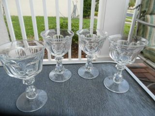 Set 4 Heisey Crystal Colonial Clear Liquor Cordials Elegant Glass Stems 4 3/4 "