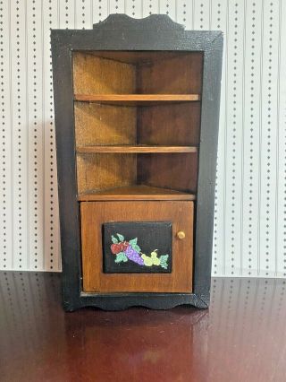 Vintage 1993 Dollhouse Miniature Artist Painted Corner Cabinet Dan Dy Crafts