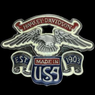 Vtg 80s Nos Harley Davidson 1903 Made In Usa Eagle Motorcycle Biker Belt Buckle