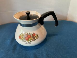 Corning Ware Tea Pot Vintage Spice Of Life 6 Cup,  P - 104 W/ Black Lid