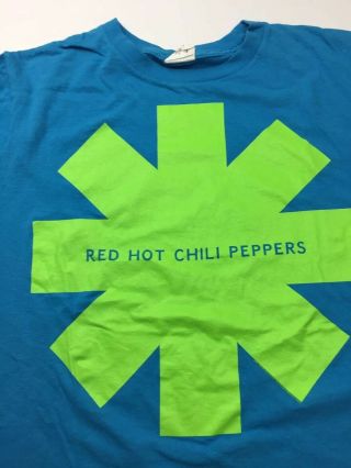 Red Hot Chili Peppers Green On Turquoise T Shirt Medium Gently Worn