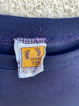 Vintage 70 ' s Hang Ten t - shirt Navy Blue Mens XL Sheen Blank with feet logo 2