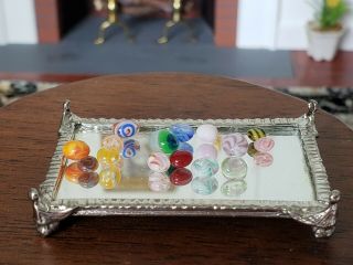 Dollhouse Miniatures Artisan 15 Blown Glass Oval Marbles 1:12