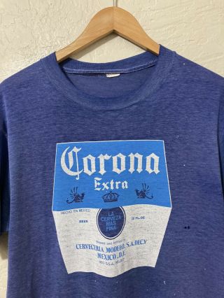 Vintage 70s/80s Corona Beer Paper Thin T Shirt Size L